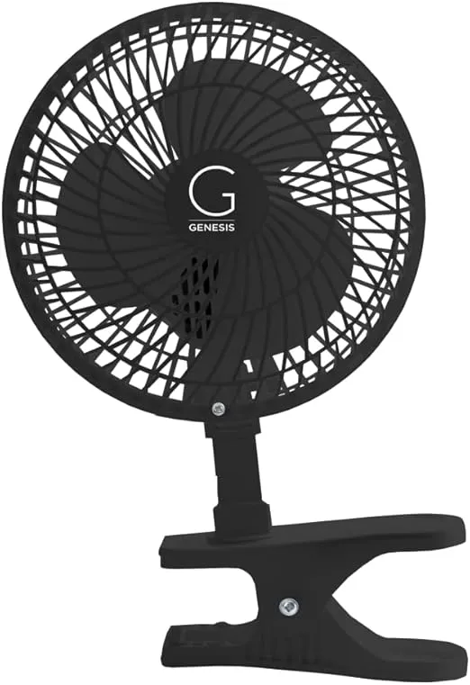 Genesis 6-Inch Clip Convertible Table-Top & Clip Fan Two Quiet Speeds - Ideal For The Home, Office, Dorm, More Black (A1CLIPFANBLACK