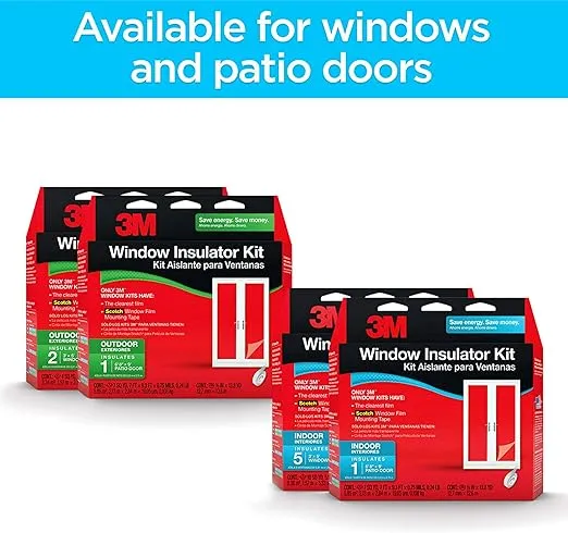 3M Indoor Patio Door Insulation, Insulator Kit for 6'-8" x 9' ft Patio Door, Keeps Cold Air Out and Warm Air In, Includes Heat Shrink Window Film and Scotch Window Film Mounting Tape (2144W-6)