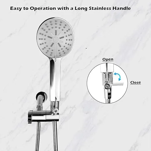 Showerhead Shut Off Valve with Stainless Handle, 304 Stainless Steel Mini Ball Valve(1/2" Female X Male) NPT Thread, Water Flow Control Valve Regulator Chrome, Shower Head Flow Control Valve