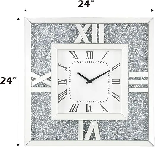 Acme Noralie Wall Clock in Mirrored & Faux Diamonds