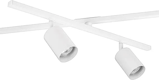 Globe Electric 64000097 64" 6-Light Track Lighting, Matte White, Center Swivel Bars, Pivoting Shades, Ceiling Lamp for Bedroom, Kitchen, Hallway, Bathroom, Den, Dining Room, Home Décor