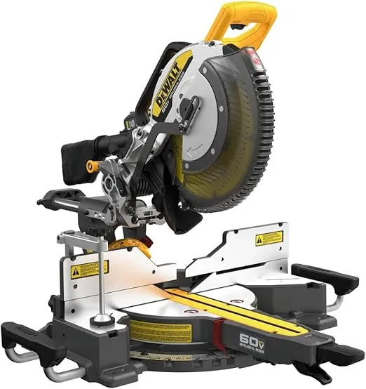 Dewalt DCS781X1 60V MAX Brushless Sliding Double Bevel Lithium-Ion 12 in. Cordless Miter Saw Kit (9 Ah)