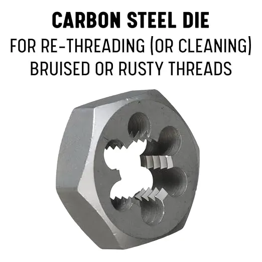 Drill America 7/8"-14 Carbon Steel Left Hand (Reverse) Hex Rethreading Die, DWT Series