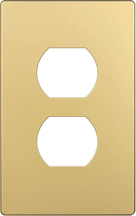 ENERLITES Elite Series Duplex Outlet Receptacle Cover, Screwless Wall Plate, Standard Size, 1-Gang 4.68" x 2.93", Unbreakable Polycarbonate Thermoplastic, UL Listed, SI8821-GD, Gold