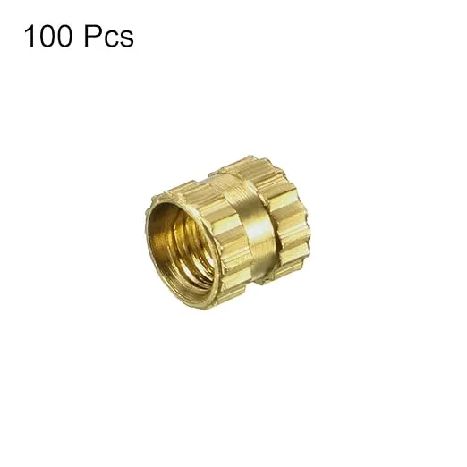uxcell Knurled Insert Nuts - 100Pcs M3 x 4mm Length x 4mm OD Female Thread Brass Threaded Insert Embedment Nut for 3D Printer