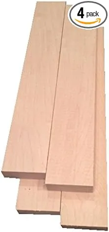 Hard Maple Lumber 3/4"x2"x12" - 4 Pack