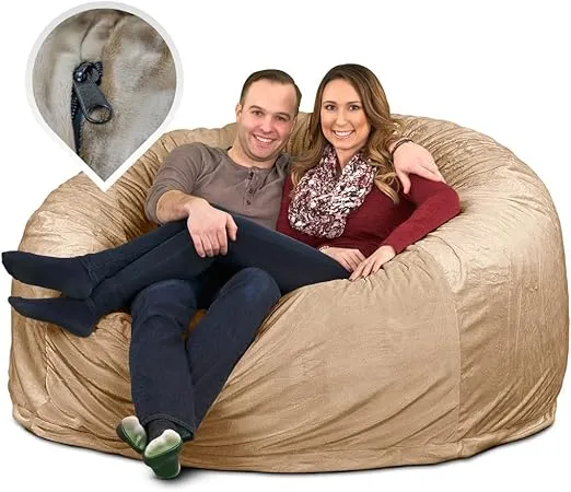 ULTIMATE SACK 6000 (6 ft.) Bean Bag Chair Cover in Multiple Colors: Cover ONLY. (6000, Camel Fur)