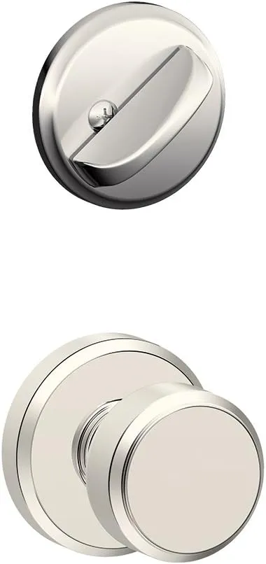 Schlage F59 BWE 618 GSN Bowery Knob with Greyson Trim and Interior Single Cylinder Deadbolt, Polished Nickel (Interior Half Only)