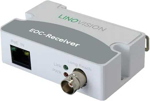 LINOVISION LR1002-1EC POE IP Over Coax EOC Converter Single Port Long Reach Ethernet Over Coax Extender for CCTV IP Camera(Receiver Only)