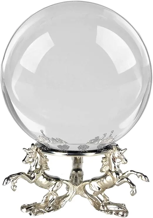 Amlong Crystal Clear Crystal Ball 150mm (6 inch) with Unicorn Stand and Gift Package for Decorative Ball, Lensball Photography, Gazing Divination or Feng Shui, and Fortune Telling Ball