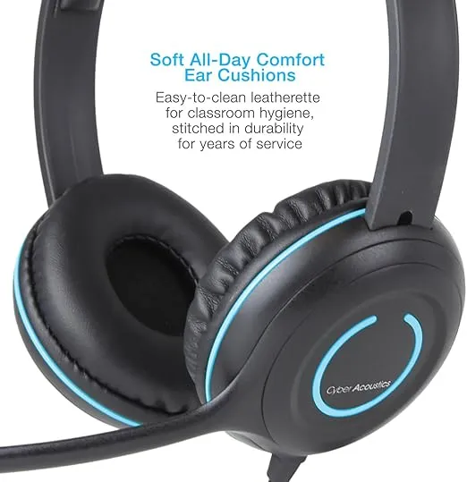 Cyber Acoustics 3.5mm Stereo Headset (AC-5002) with Noise Canceling Microphone for PCs, Tablets, and Cell Phones in The Classroom or Home