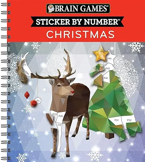 Brain Games - Sticker by Number: Christmas (28 Images to Sticker - Reindeer Cover) (Volume 1)