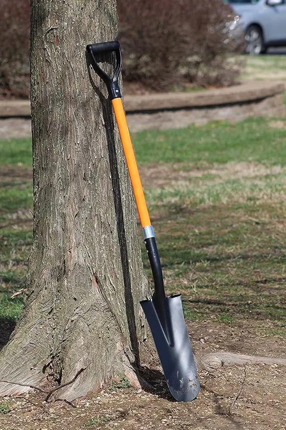 Ashman Drain Spade Shovel (Pack of 6) - 48-Inch Long D Handle Spade - Heavy Duty Handle with Thick Metal Blade - Premium Quality Orange Multi Purpose Shovel.