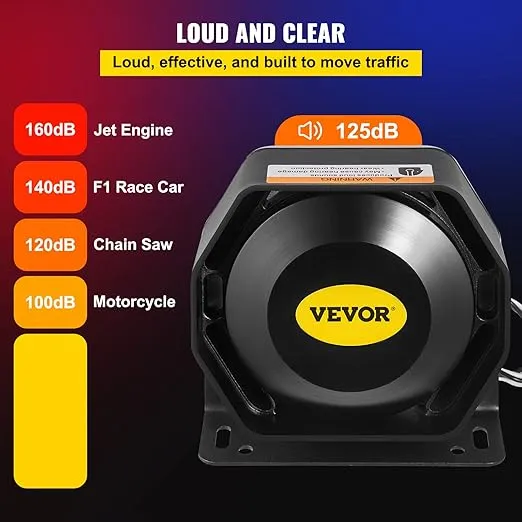 Vevor 200W Police Siren PA System Car Warning Alarm Vehicle 7 Sound Loud Warning Alarm Kit MIC System Emergency Fire Siren PA Speaker : Electronics