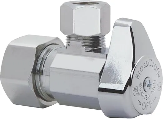 Brass Craft G2CR19X CD Chrome 1/4 Turn Angle Stop Valve, 5/8 x 3/8-In.
