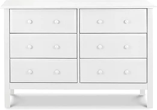 DaVinci Jayden 6-Drawer Double Wide Dresser in White, Greenguard Gold Certified