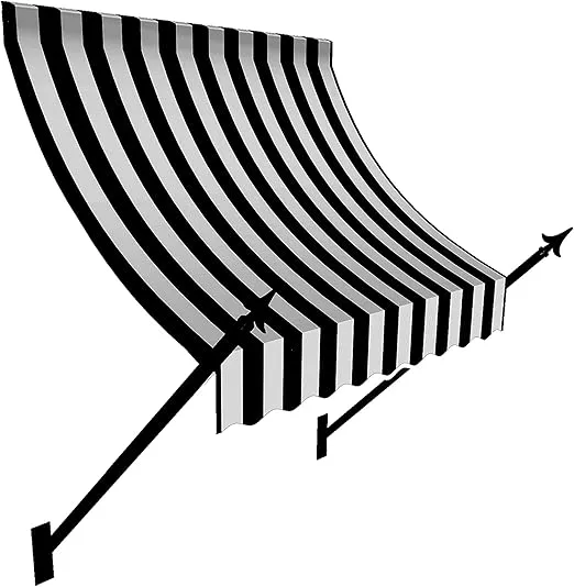 AWNTECH 3 ft. New Orleans Spear Arm Style Door/Window Awning Fixed Outdoor Canopy 40.5 Inch W x 24 Inch H x 16 Inch Proj, Black and White Stripe