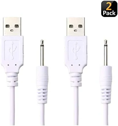 (2 Pack) Fast Charging Replacement USB Cable | DC Charger Cord - 2 Ft - 2.5mm