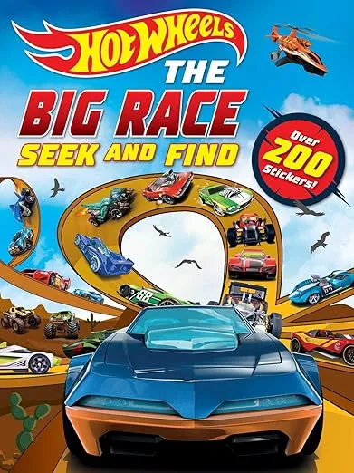 Hot Wheels: The Big Race Seek and Find: 100% Officially Licensed by Mattel, Over 200 Stickers, Perfect for Car Rides for Kids Ages 4 to 8 Years Old