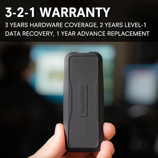 Glyph Atom EV SSD, USB-C (3.2, Gen 2), USB 3.0, Compatible with Thunderbolt 3 (2TB)