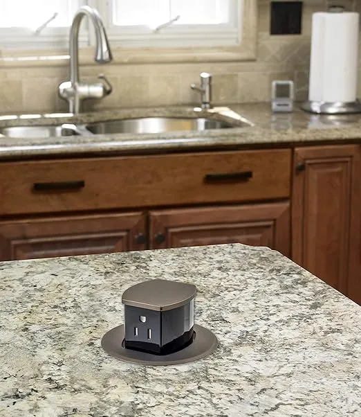 Bryant Electric RCT200BZE 15A 125V Tamper Resistant Pop-Up Countertop Receptacle Surface Mount, 15 Amp, Matte Bronze