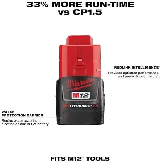 Milwaukee 2494-25 M12 5-Tool Combo Kit - Drill, Driver, Ratchet, Inflator, Light, (2) 2.0ah batteries, charger, and Tool Bag