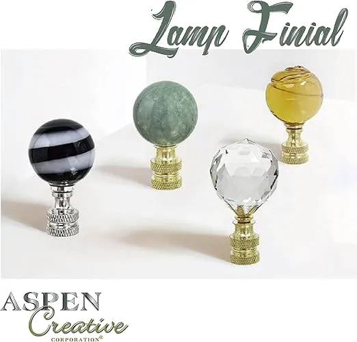 Aspen Creative 24007-31 Amber Faceted Crystal Lamp Finial in Brass Plated Finish, 2 1/4" Tall (1 Pack), RED