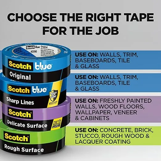 ScotchBlue Sharp Lines Multi-Surface Painter's Tape, 1.88 Inches x 60 Yards, 12 Rolls, Blue, Paint Tape Protects Surfaces and Removes Easily, Edge-Lock Painting Tape for Indoor and Outdoor Use