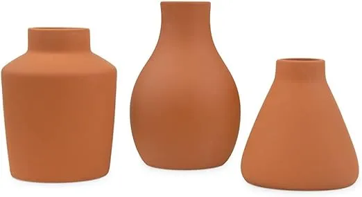 Weddingstar 3-Piece Clay Table Vase Set - Brown Terra Cotta