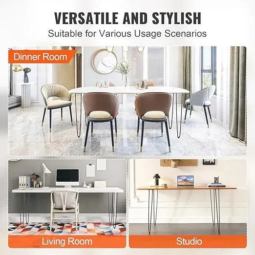 VEVOR 28" Hairpin Furniture Legs, Metal Home DIY Projects for Nightstand, Coffee Table, Desk, 500lbs Load Capacity with Rubber Floor Protectors, Metal Heavy Duty Sturdy Modern Table Legs, 4PCS Black
