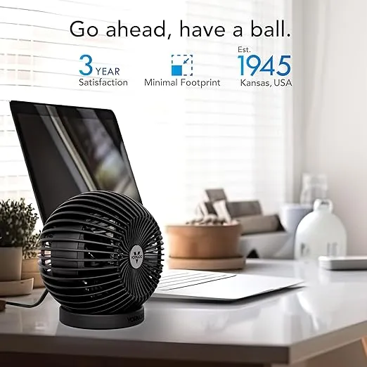 Vornado SPHERE Personal Fan, Small Desktop Globe Fan, Adjustable Fan with Electric Plug In, Quiet Fan for Bedside, Table Top, and Desk