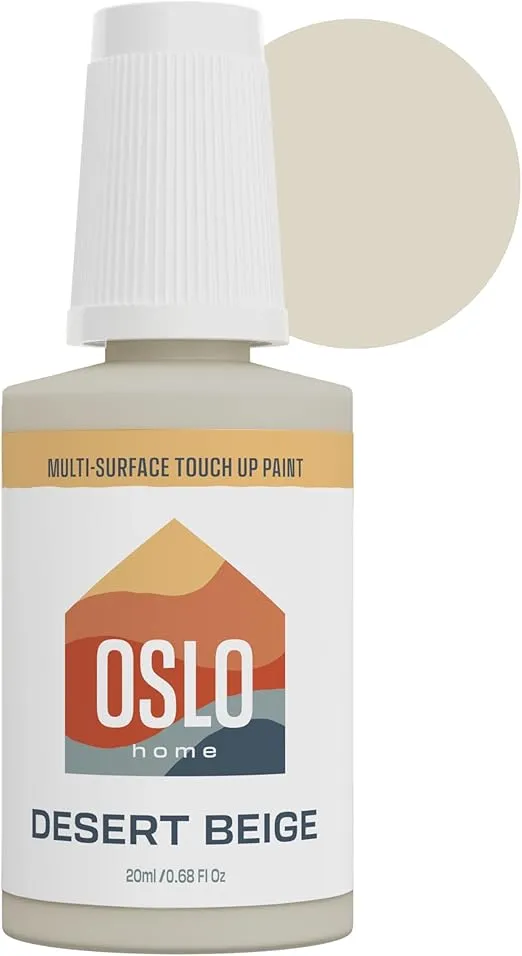 Porcelain + Appliance Touch Up Paint, Desert Beige, 20ml, High Gloss, w/Brush in Bottle, for Bathroom Fixtures, Metal