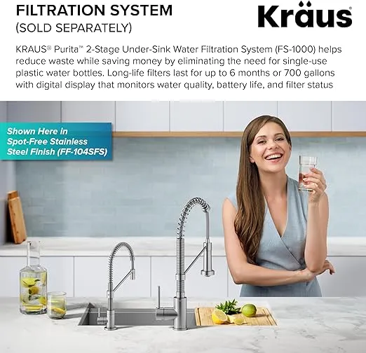 KRAUS Bolden Single Handle Drinking Water Filter Faucet for Reverse Osmosis or Water Filtration System in Matte Black, FF-104MB