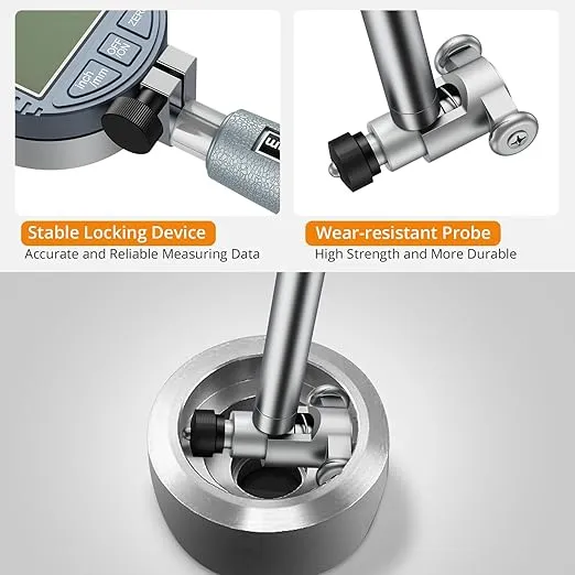 Neoteck Bore Gauge Set Digital Indicator Dial Bore Gauge (2-6"/0.0005") Measurement with Self-Centering Dial, Carbide Anvils,and Insulated Grips for Deep Engine Cylinder Measurement-Silver