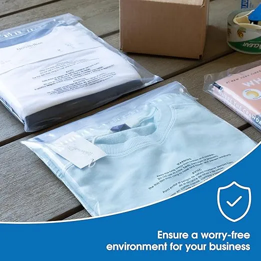 Spartan Industrial - 12” X 15” (200 Count) Self Seal Clear Poly Bags with Suffocation Warning for Packaging, T Shirts & FBA - Permanent Adhesive