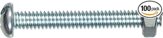35206 Round Head Combo Machine Screw with Nut, 10-24 x 3/4-Inch, 100-Pack
