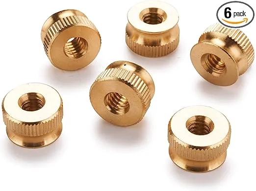 WOODRIVER Brass Knurled Thumb Nut Knobs 1/4” 6-Pieces