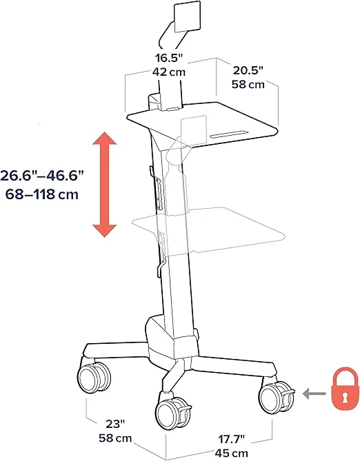 Ergotron – Neo-Flex Rolling Computer Cart, Mobile Standing Desk Workstation – Monitor, Grey