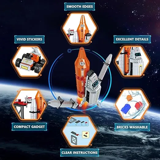WEMEMORN Space Exploration Shuttle Rocket Toys for 6 7 8 9 10 11 12 Year Old Boys Kids, 12-in-1 STEM Aerospace Building Blocks Kit Toys, Ideal Birthday for Aged 6-12 Year Old Boys (566Pieces)
