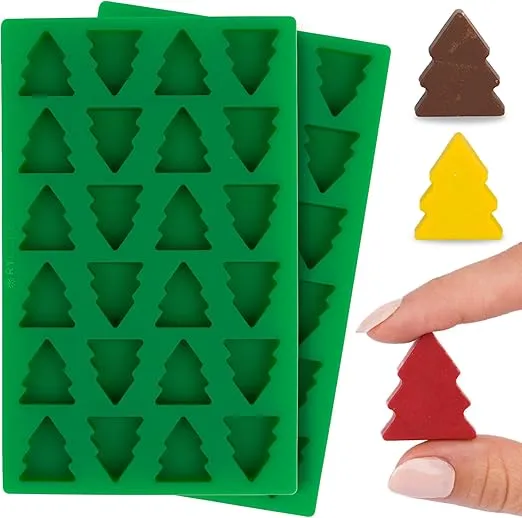 2 Pack - Mini Christmas Tree Silicone Mold for Festive Desserts-Perfect for Chocolates, Candies, Jellies, and Baking Treats - 48 Cavities Chocolate Mold and Baking Essential