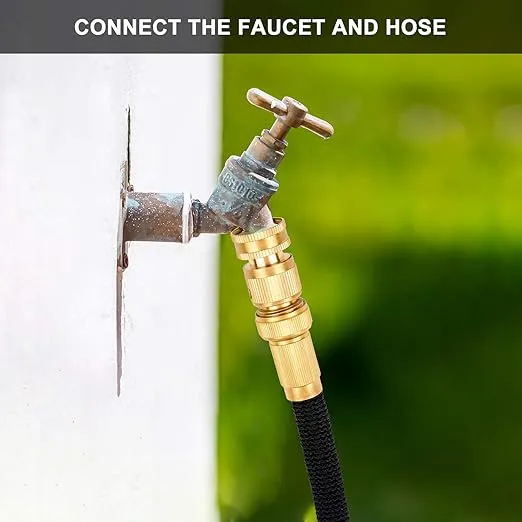 Kesfitt Garden Hose Quick Connector Solid Brass,3/4 Inch GHT Thread Fitting No-Leak Water Hose Female and Male Adapter (4 Sets)