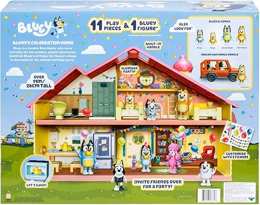 Bluey Celebration Home, Help Celebrate Birthday, with 11 Play Pieces of Removable Furniture and Accessories, Plus 1 Exclusive 2.5 Inch Figure