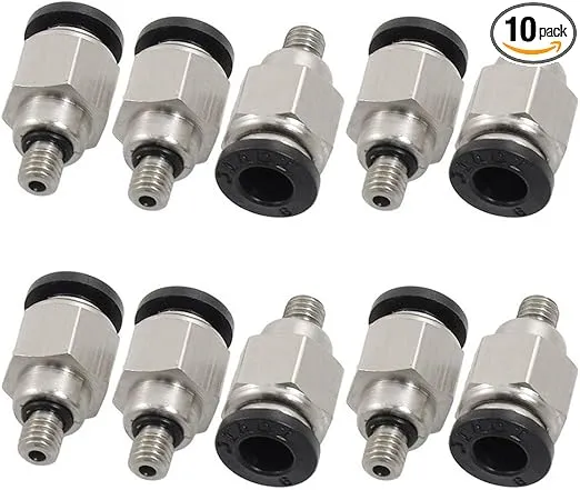YXQ 10 Pcs 5mm Male Thread 6mm Push In Joint Pneumatic Connector Quick Fittings