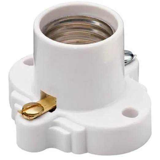 Legrand Pass & Seymour S752WCC10 660W 250V Medium Base A26 Lampholder, Cleat Sockets, Front Wire, White (1 Count)