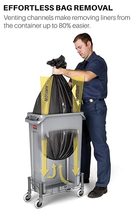 Rubbermaid Commercial Products Slim Jim Plastic Rectangular Recycling Bin/Trash Can with Venting Channels, 23 Gal, Blue, for Kitchens/Classrooms/Offices/Back of House