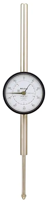 Mitutoyo 2424S-19 Dial Indicator, #4-48 UNF Thread, 0.375" Stem Dia., Lug Back, White Dial, 0-100 Reading, 2.244" Dial Dia., 0-2" Range, 0.001" Graduation, +/-0.003" Accuracy