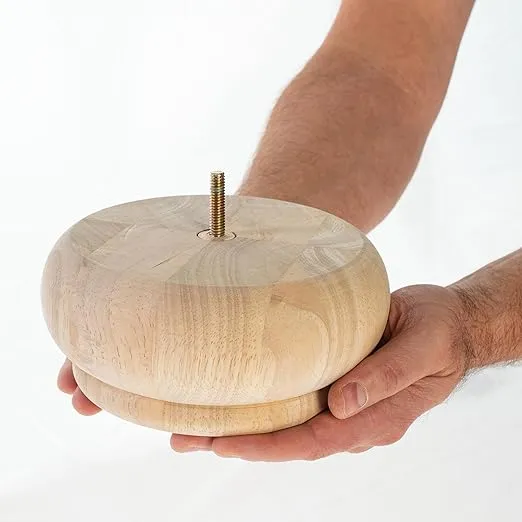 3 in. x 6-3/4 in. Unfinished Solid Hardwood Round Bun Foot