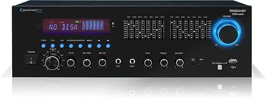 Technical Pro RX55URIBT 1500W Pro Audio Receiver w/Bluteooth +USB/SD+ 7-Band EQ