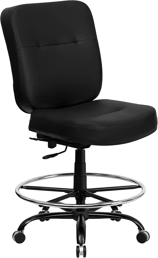 Flash Furniture HERCULES Series Big & Tall 400 lb. Rated Black LeatherSoft Ergonomic Drafting Chair