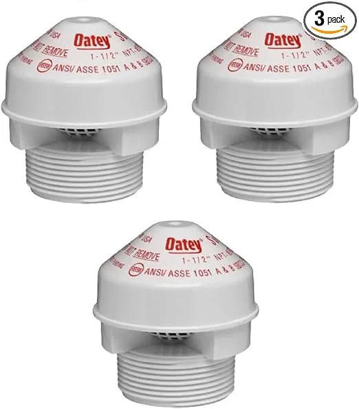 Oatey 39016 Sure-Vent Air Admittance Valve with 1-1/2-Inch by 2-Inch PVC Adapter, 2-Inch, Sold as 3 Pack